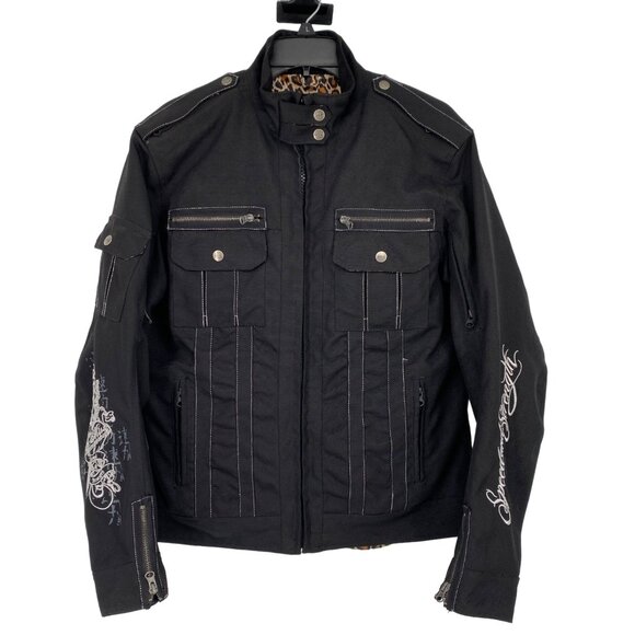 Speed and Strength L Black Motorcycle Jacket Embroidered “Little Miss Dangerous” - Picture 1 of 12